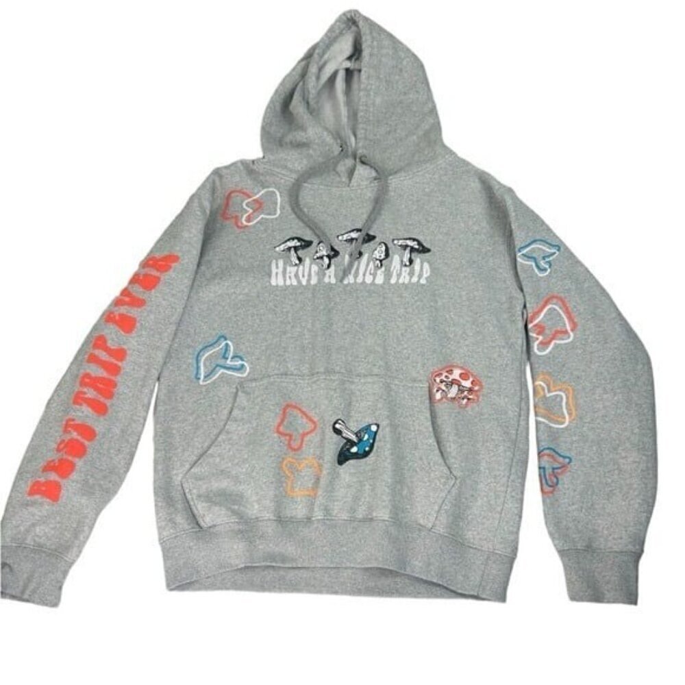 Eighty Eight Men SZ S Jogger Hoodie Mushroom Sweatshirt "HAVE A NICE TRIP" Fairy